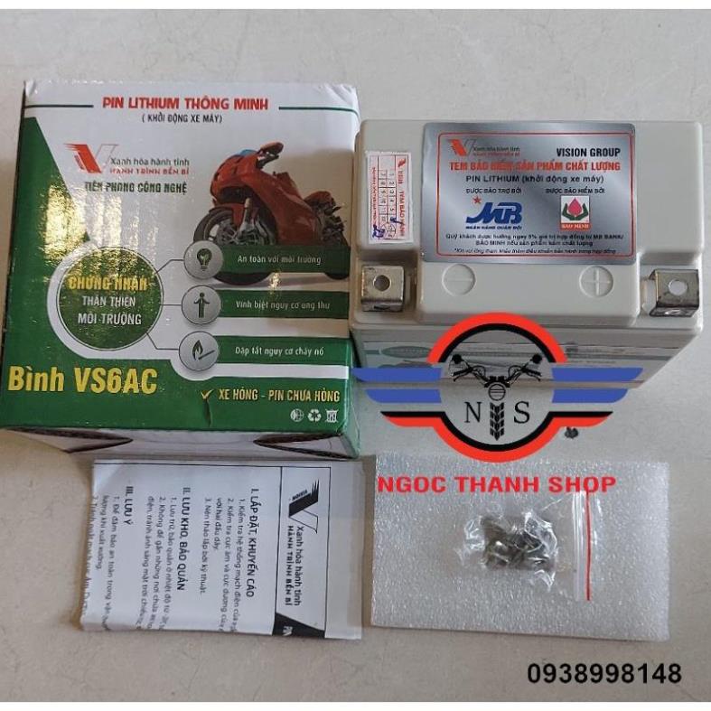 Ắc quy Lithium, pin lithium VS6AC cho xe tay ga Vison, Lead, PCX, Air Blade, SH mode  - ngocthanhshop ...-NTS