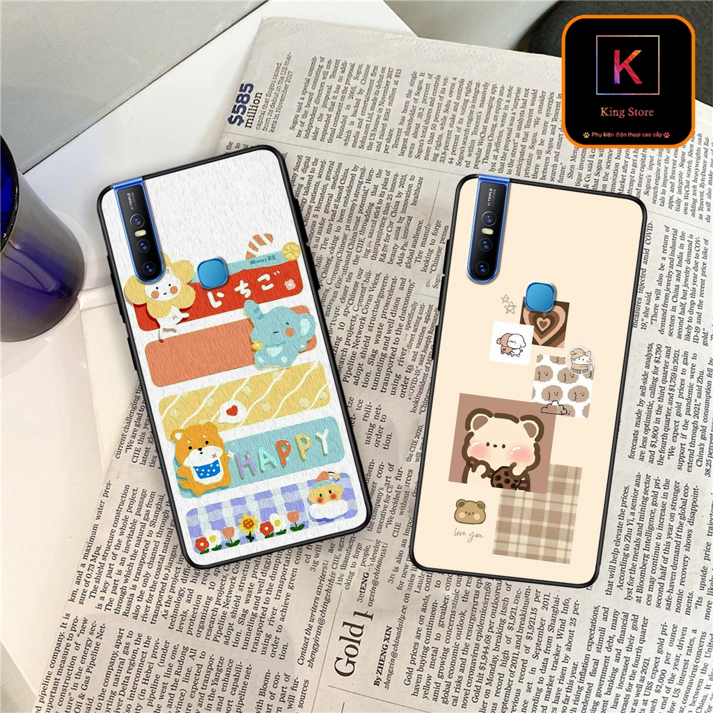 Ốp lưng Vivo V15 - Vivo V15 Pro - Vivo V17 - Vivo V17 Pro - Ốp in hình gấu &amp; thỏ đang yêu - lưng nhám viền TPU cao cấp