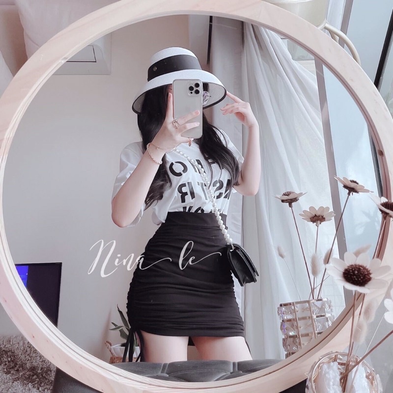 💥 Set áo thun DFMO + chân váy rút hông phong cách trẻ trung siêu xinh💥 | BigBuy360 - bigbuy360.vn