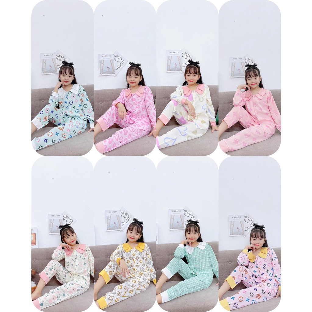 [XẢ] SIZE 24-36KG: Bộ pijama lụa mango siêu đẹp cho bé gái - BPL21