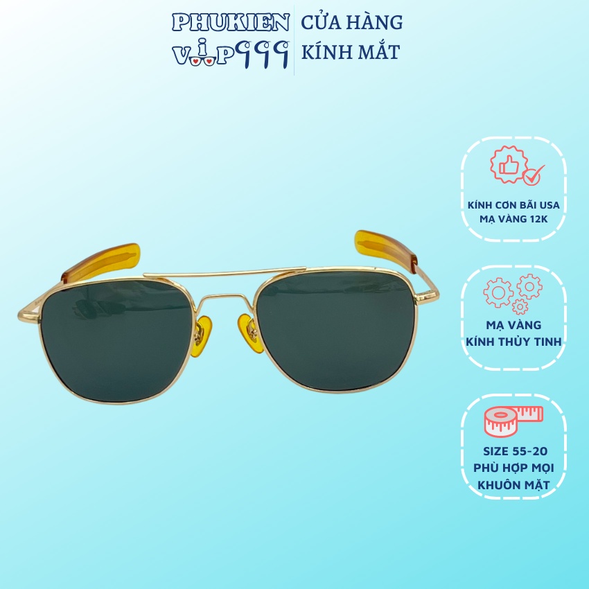 Kính bãi cơn USA ⚡ CỰC CHẤT ⚡ Kính cơn bãi usa mạ vàng 1/10/12k , 3 màu cực phong cách