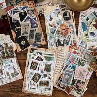 KimiTape Set 46 Sticker vintage trang trí Bullet Journal phong cách retro tem các mẫu trang trí sáng tạo