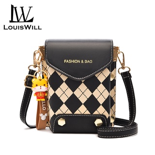 Túi dây đeo chéo vai LOUISWILL có ngăn đựng điện thoại ví mini chống nước phong cách Hàn Quốc thời trang