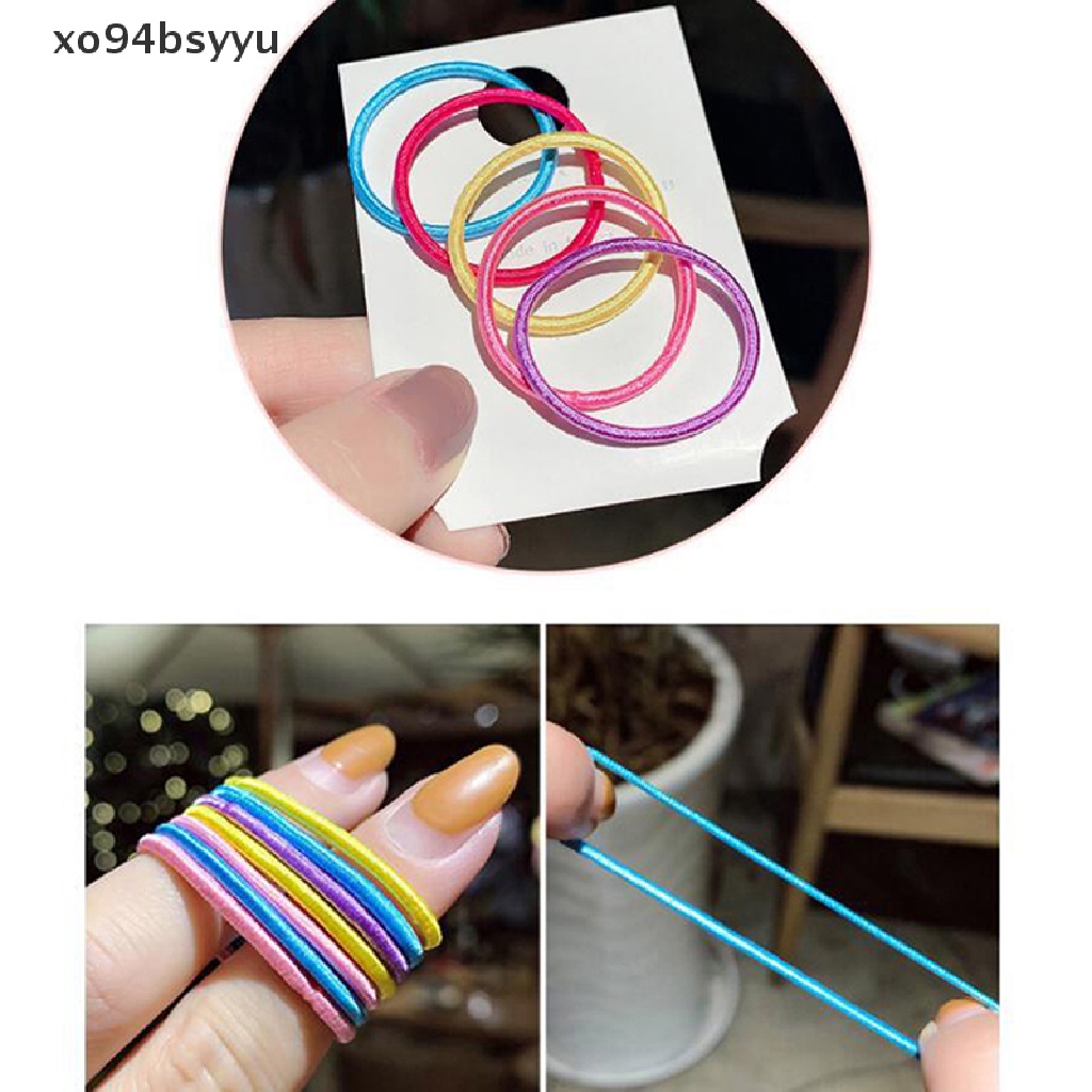 Set 100 dây buộc tóc nylon co giãn nhiều màu sắc xinh xắn dành cho bé gái Xo94Bsyu