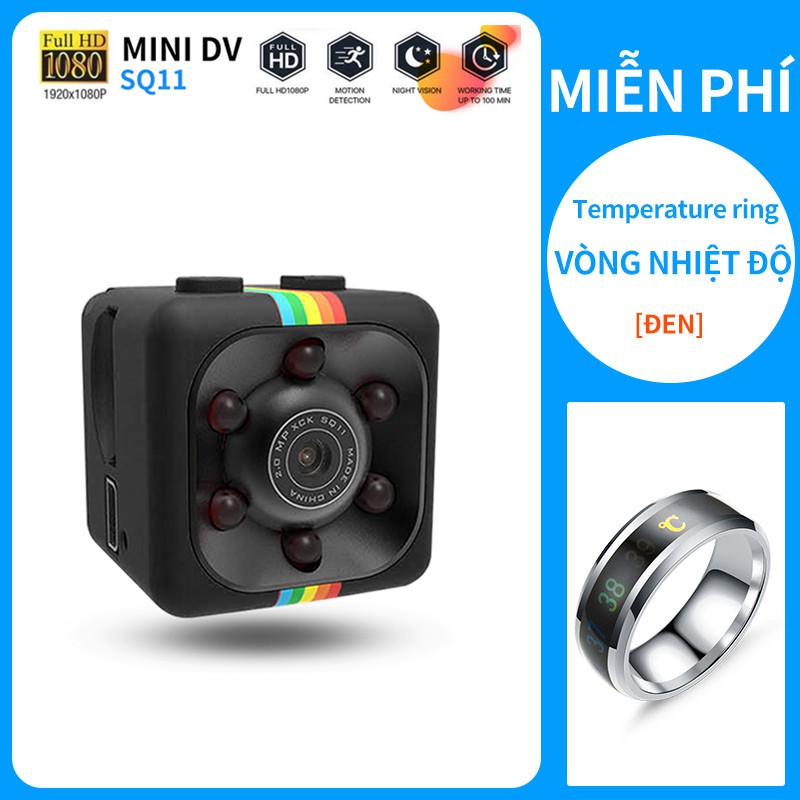 【Nhẫn miễn phí】Webcam HD mini SQ11 chống rung chống nước（Màu Đen）