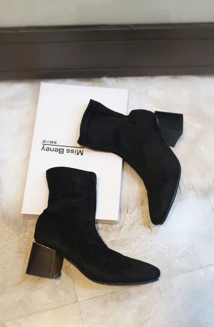 Boots da lộn gót trụ 5cm