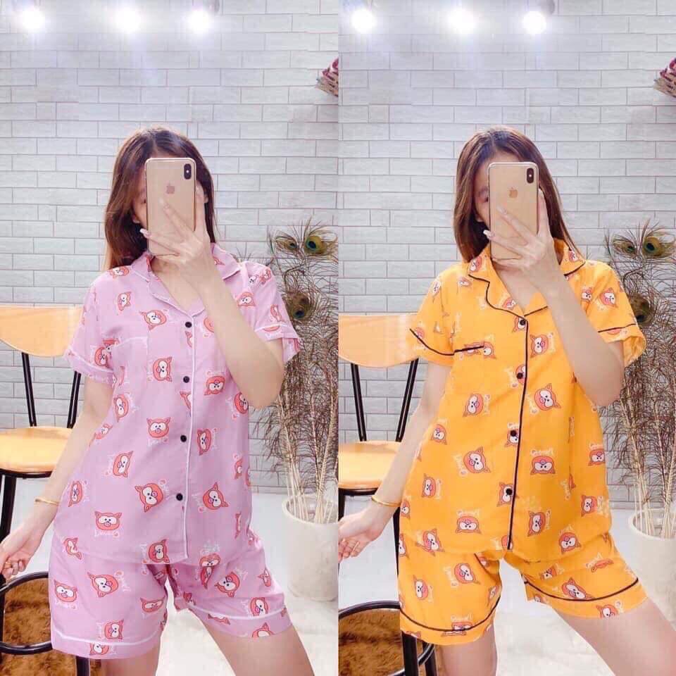 Bộ pijama kate cộc tay chất thái ( ảnh thật + sll )