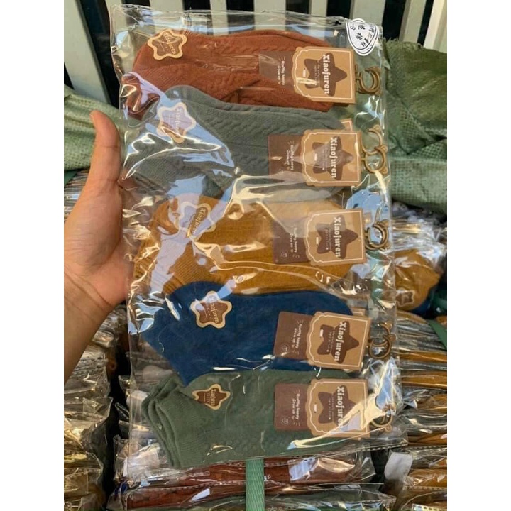 Set 5 đôi Tất len gân DỆT KIM dày dặn, co dãn, giữ ấm chân cho bé 1-8 tuổi