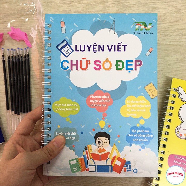 Bộ 3 quyển vở luyện viết chữ đẹp KÈM 2 vỏ bút, 8 ngòi bút thần kì và 2 cá tập cầm bút cho bé 00851 Buôn Rẻ