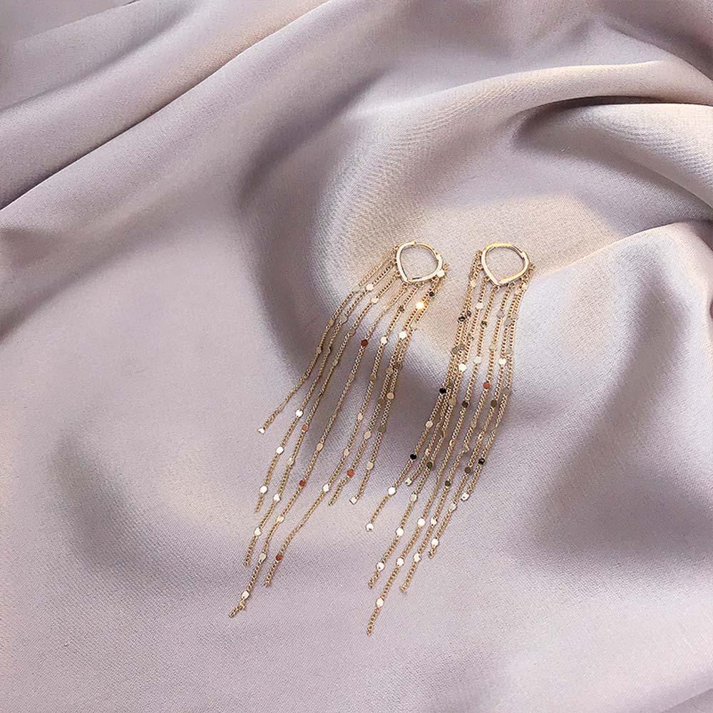 Bông Tai Dáng Dài Hình Trái Tim Bằng Kim Loại Thời Trang Mùa Thu Cho Nữ