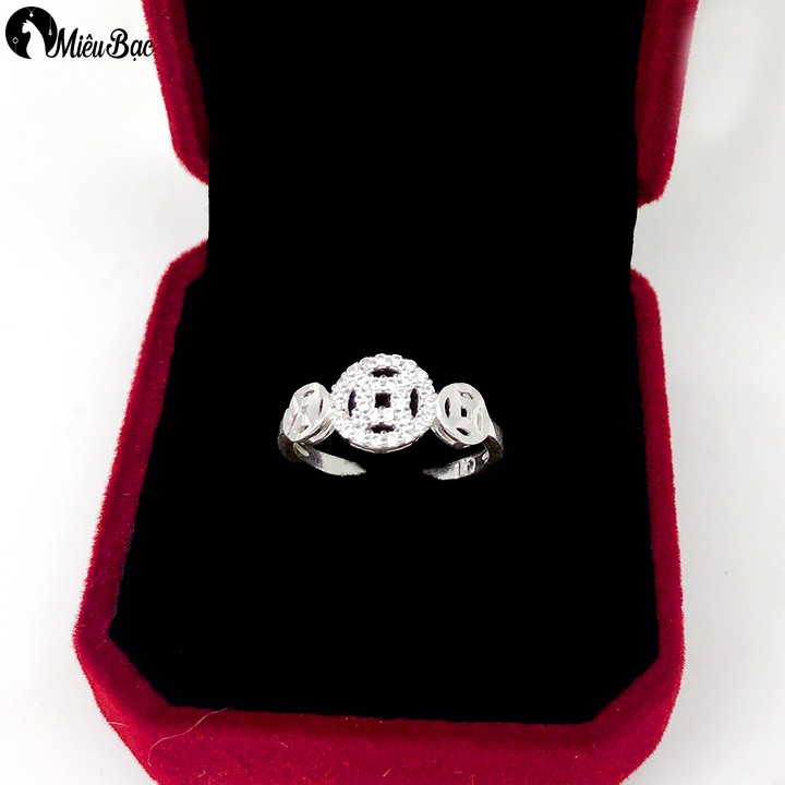 Nhẫn bạc nữ Miêu Bạc Mặt kim tiền trơn trò  bạc s925 Phụ kiện trang sức - N400433