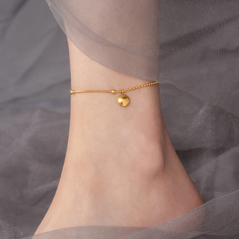 Lắc Chân Thép Titan Mạ Vàng 18k Không Phai Màu Thời Trang Đơn Giản Cho Nữ