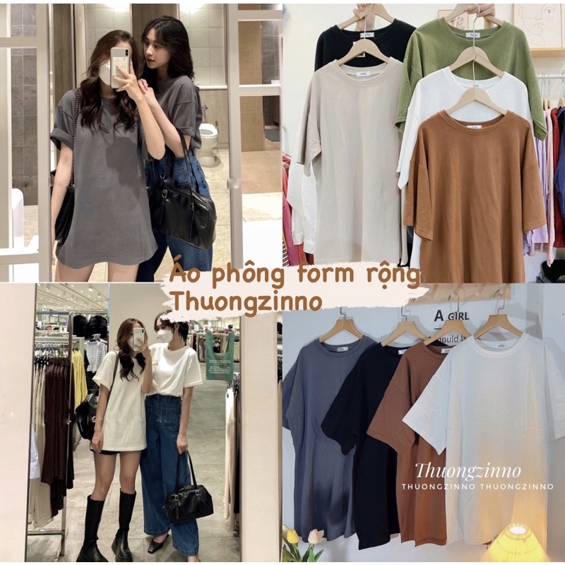 [Ảnh thật/Video]Áo phông trơn form rộng hàng Quảng Châu Áo pull phong cách Hàn Quốc