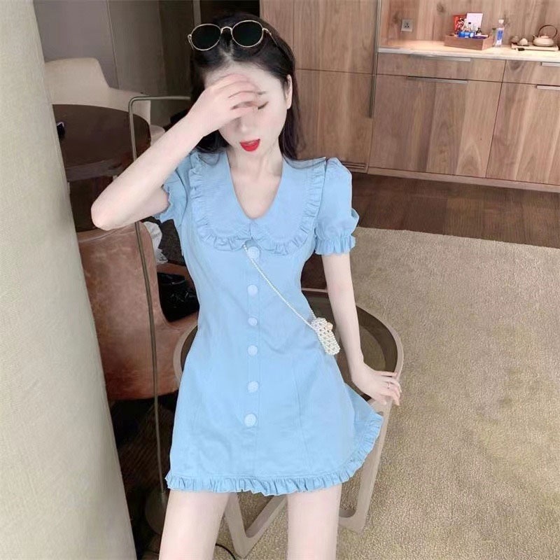 Đầm tay ngắn YEYA cổ búp bê thiết kế mới thời trang theo phong cách Pháp cho nữ