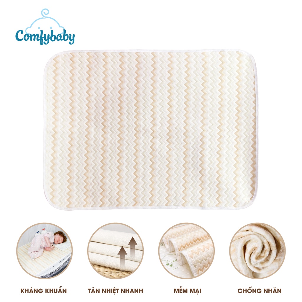 Tấm lót chống thấm thay tã cho bé 4 lớp vải Organic Comfybaby 100% cotton hữu cơ cao cấp, kháng khuẩn, thoáng khí PAD2