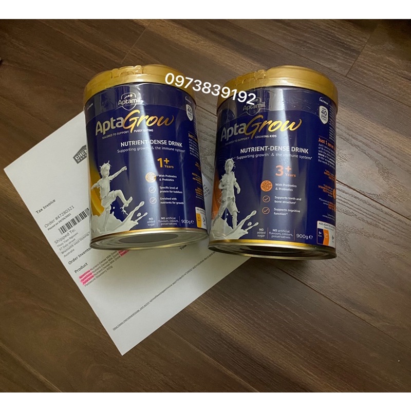 Sữa AptaGrow Milk Úc dòng cao năng lượng cho bé 1+ đến 6+ 800g date 2025