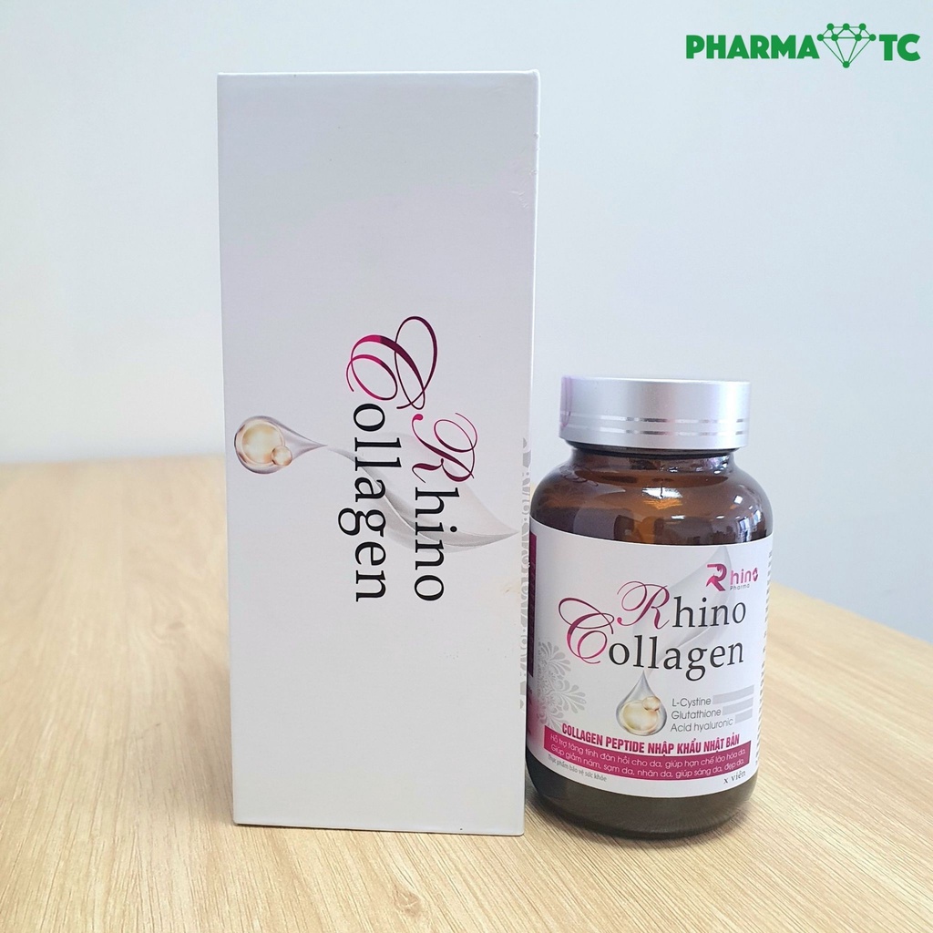 Viên uống Collagen Rhino, sáng da, đẹp da với Collagen peptide và Glutathione - Hộp 30 viên - PharmaOTC