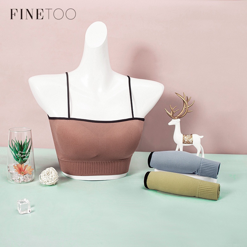 Áo lót FINETOO một mảnh màu trơn có đệm ngực sau lưng chống chói thoải mái thời trang mùa hè cho nữ