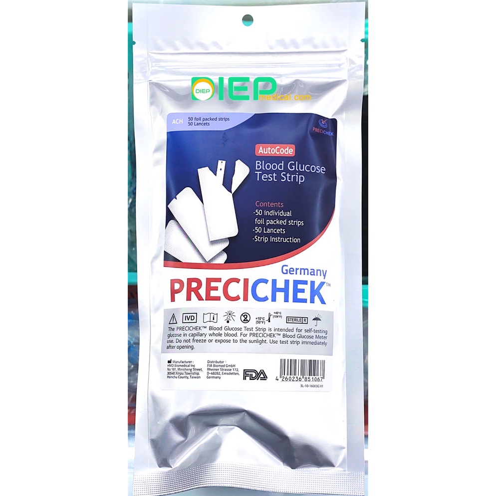 ✅ PRECICHEK 50 QUE VÀ 50 KIM - Que thử đường huyết dùng cho máy thử đường Precichek AC300 (Chính hãng Precichek - Đức)