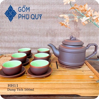 Bộ Ấm Chén Uống Trà ⚱ Gốm Sứ Bát Tràng ⚱ Ấm Trà Tống Ngấn Cao Cấp Tử Sa Gomphuquy Hh11