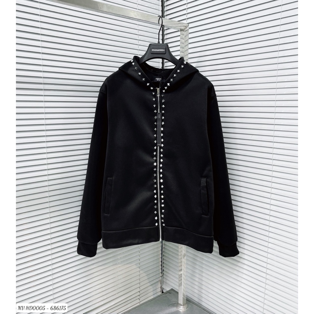 Áo Hoodie Zip Nam Amiri Phối Họa Tiết Đính Đá Viền Áo Sang Trọng - Áo Hoodie Unisex Nam Nữ Amiri Chất Dạ Cao Cấp DT FASH