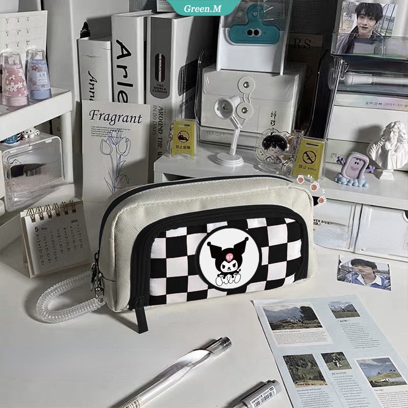 Túi Đựng Bút Bằng Vải Canvas Chống Nước In Hình Kuromi Kawaii Dễ Thương