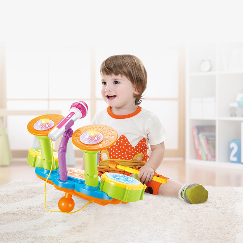 Bộ Trống Điện Đồ Chơi Có Micro Dành Cho Trẻ Em