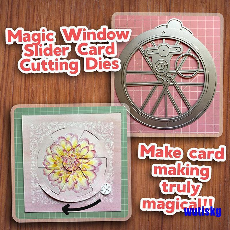 [COD]Magic Window Slider Card Cutting Dies 5PCS Slot Spin Vintage Frames Cutting Dies