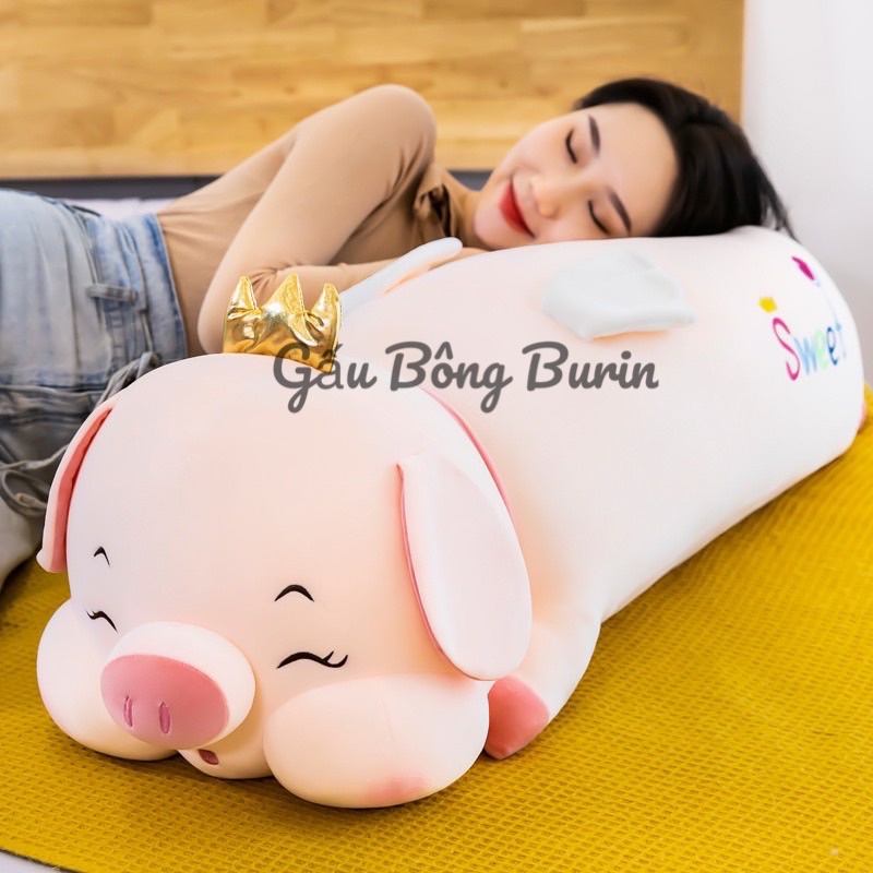 Gấu bông heo vương miệng nằm, heo bông sweet cao cấp