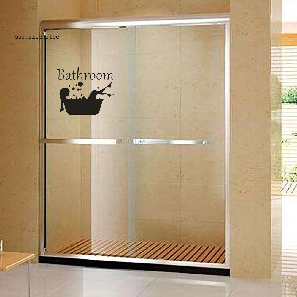 Nhãn dán trang trí cửa phòng tắm họa tiết cô gái đang tắm độc đáo