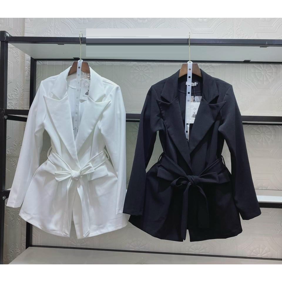 Áo vest kèm thắt lưng sang chảnh JOY BABE 🤍 mix nhiều kiểu như blazer, giả đầm thắt eo trắng đen dài giấu quần AV 1 -9A