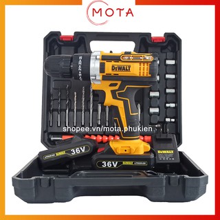Khoan pin Dewalt 36V - 3 chức năng khoan búa, bắn vít đảo chiều kèm bộ phụ kiện 27 chi tiết.