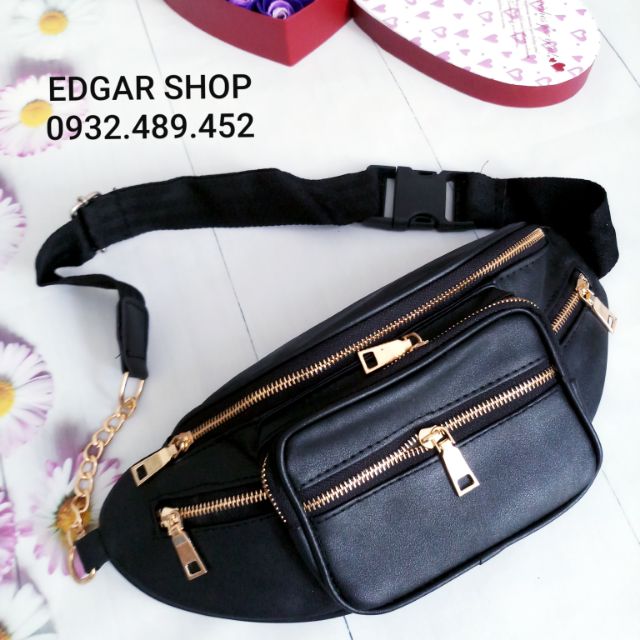 Túi bao tử, Túi đeo chéo nam nữ DÂY KHÓA KÉO VÀNG, VIDEO + HÌNH THẬT 100%