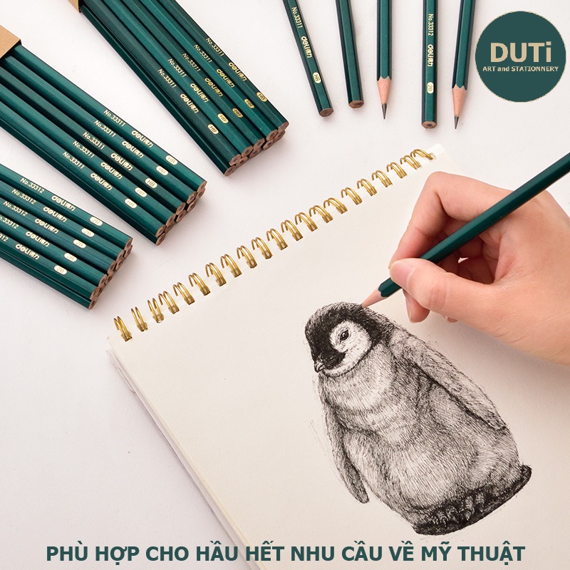 Bút chì phác thảo lục giác Deli vẽ chân dung truyền thần mỹ thuật chuyên nghiệp, làm bài kiểm tra dành cho học sinh