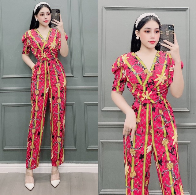 Jumpsuit hoa tay phồng thiết kế | BigBuy360 - bigbuy360.vn