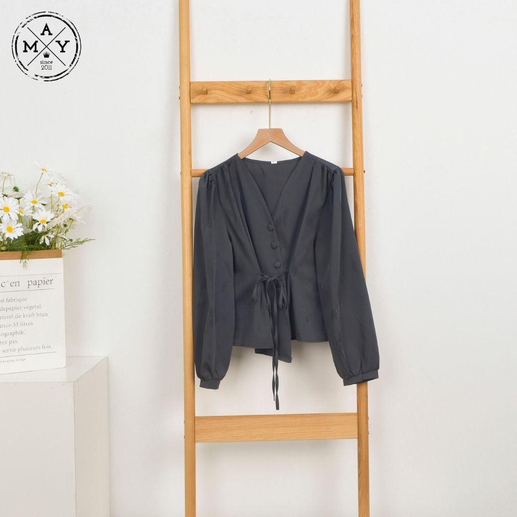 Áo Sơ Mi Cúc Lệch MAY.SINCE2011 Thiết Kế Dáng Suông Vạt Áo Lệch Xinh Xắn Chất Lụa Mềm Mại Thoáng Mát MAN05-0495