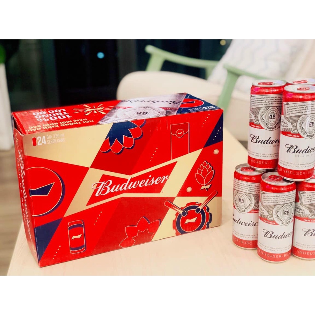 Thùng Bia Budweizer  24 Lon 330ml