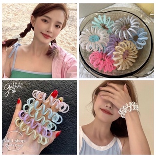 DÂY CHUN CỘT TÓC LÒ XO ĐEN /MÀU PASTEL ĐƠN GIẢN, NỊT TÓC