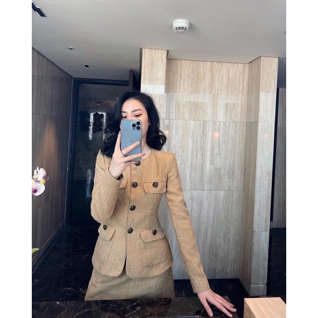 Áo Khoác Dạ Thiết Kế NKN Tweed Amina Yellow - Thời Trang Thiết Kế Cao Cấp