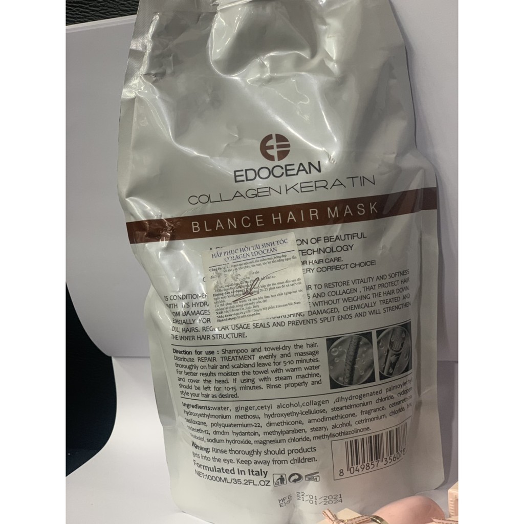 Ủ tóc  COLLAGEN KERATIN EDOCEAN PHỤC HỒI TÓC SIÊU MƯỢT 1000ML