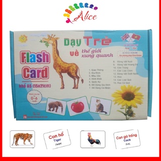 Bộ 100 thẻ học thông minh size lớn khổ a5 15*21 - flashcard cho bé