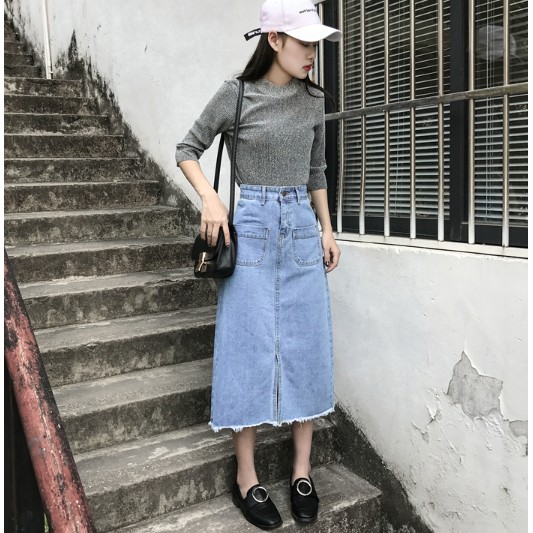 (SẴN)Chân váy jeans- chân váy bò dáng dài hàng Quảng Châu | BigBuy360 - bigbuy360.vn