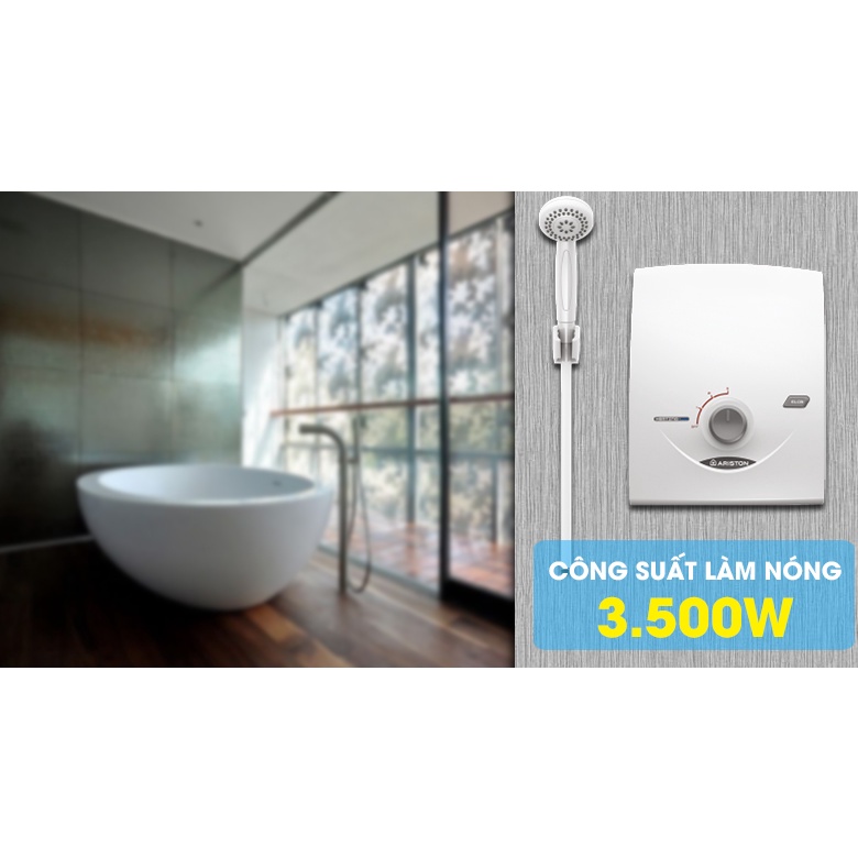 Bình Nóng Lạnh Trực Tiếp Ariston SB35E-VN 3500W - Không Bơm, Dây Sen, Bát Sen 1 Chế Độ