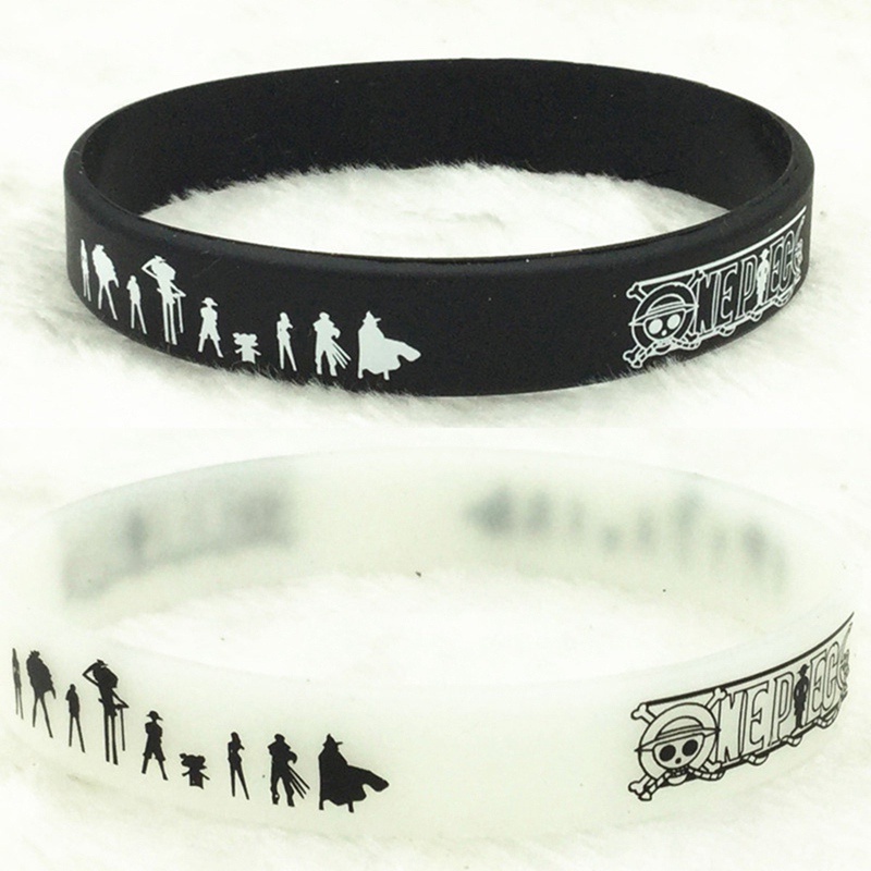 Set 1 / 2 Vòng Tay Cao Su Silicon In Hình Anime One Piece Độc Đáo &amp; Vòng Tay Thể Thao Cho Nam Và Nữ