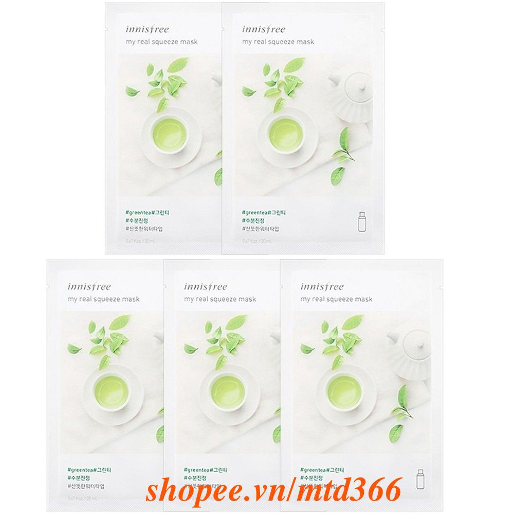 Mặt Nạ Trà Xanh Innisfree My Real Squeeze Mask Green Tea, Chính Hãng.