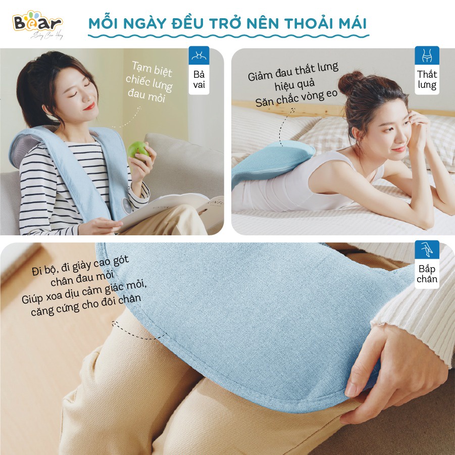 Máy masage Bear Model: MA-B01V1 Chườm nóng vùng đau nhức cổ, đau lưng, vai gáy cho bạn và gia đình