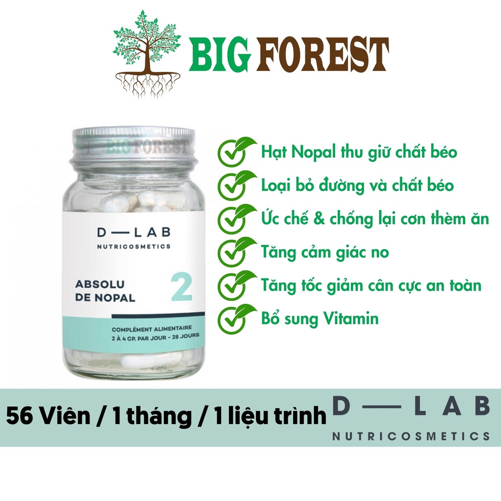 Viên uống giảm hấp thụ Calo và Chất Béo, Ức chế thèm ăn - Absolu De Nopal - Pure Nopal [D-LAB Pháp]