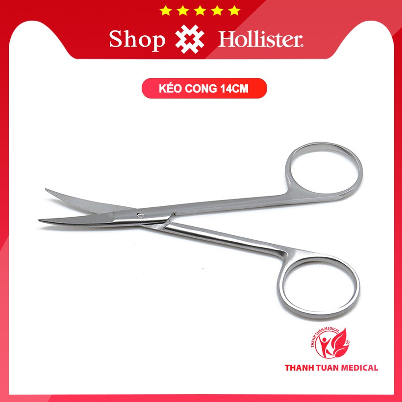 Kéo cắt đế hậu môn nhân tạo chuyên dụng - Kéo cong ở phần đầu giúp cắt đế hậu môn nhân tạo được dễ dàng và chuẩn