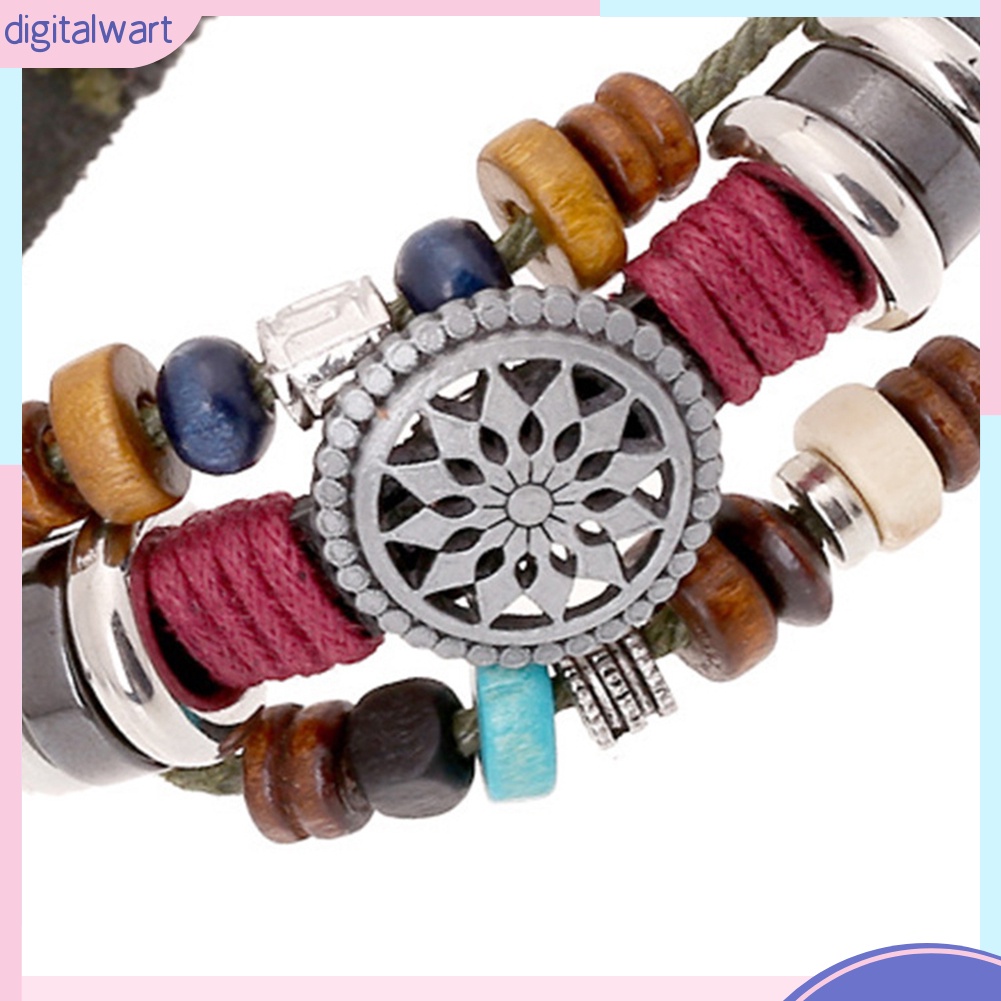 Vòng Tay Da Nhiều Lớp Xâu Hạt Phong Cách Boho