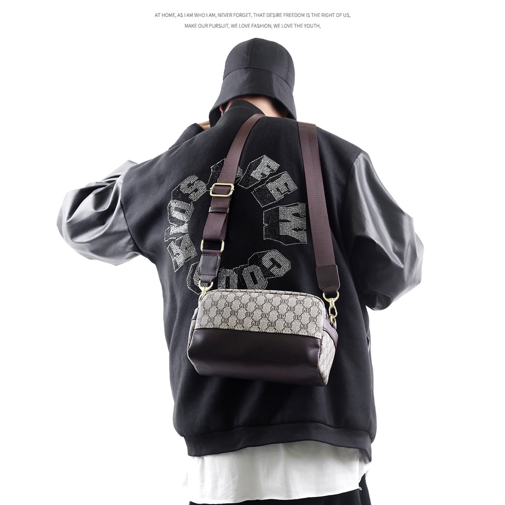 TBAG-Túi Đeo Chéo Da Cao Cấp Nam Nữ, Màu Vàng, Chất Da PU cao cấp, Form Y Hình, Lớp lót Polyester, Chống Thấm Nước